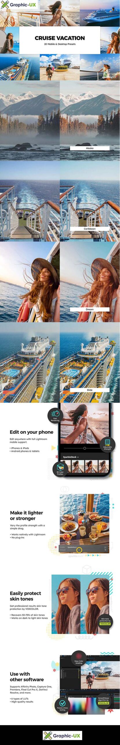 20 Cruise Vacation Lightroom Presets & LUTs