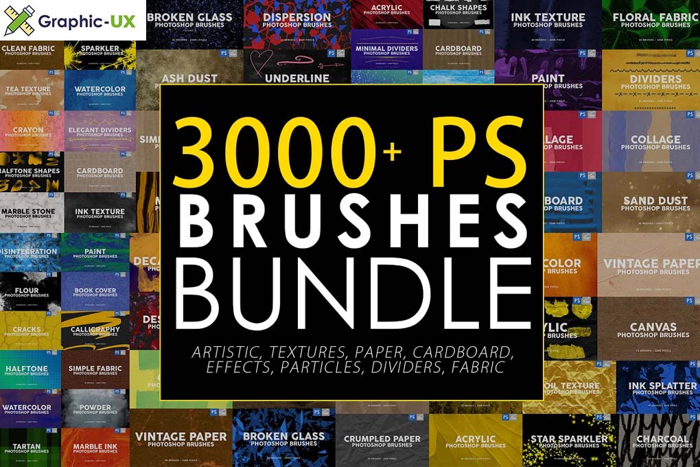 3000 Photoshop Stamp Brushes Bundle