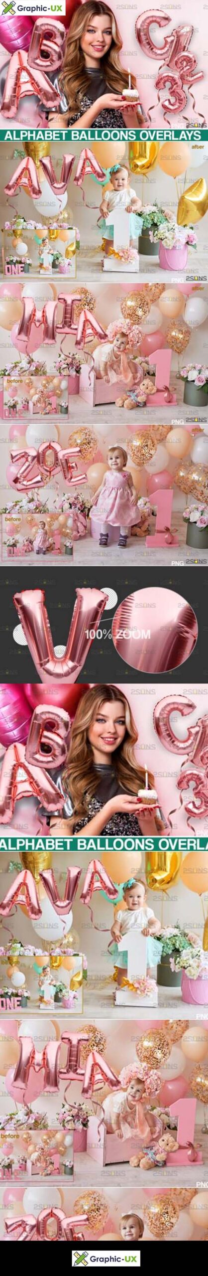 39 Foil Balloon Overlay, Photoshop