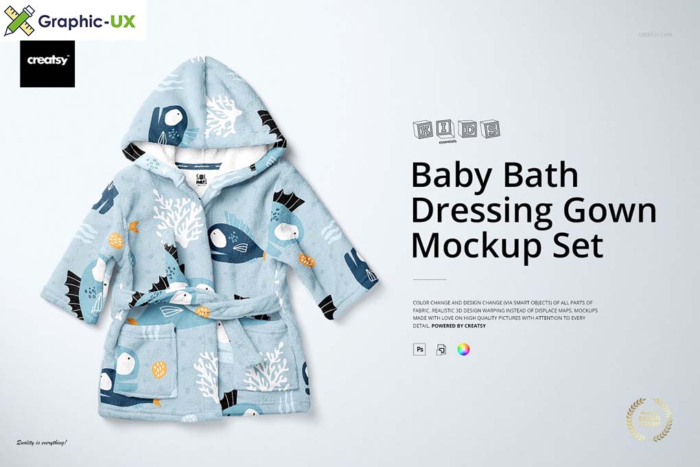 Baby Bath Dressing Gown Mockup Set 