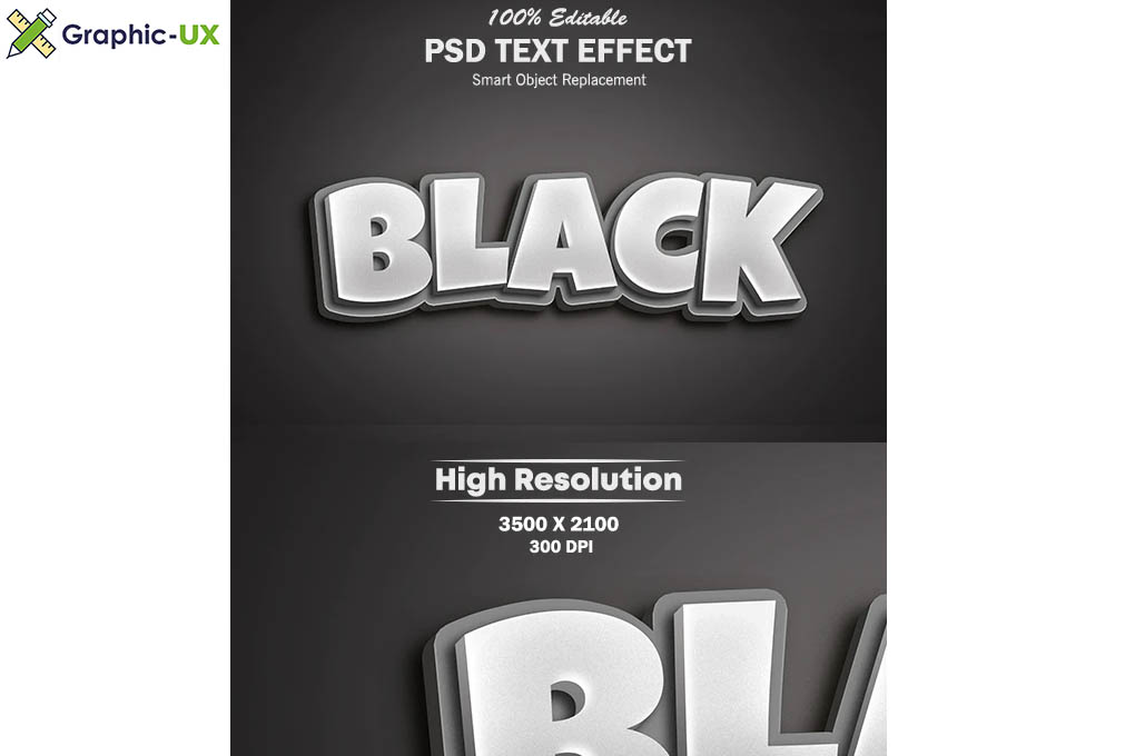 Black Color Editable PSD Text Effect 2