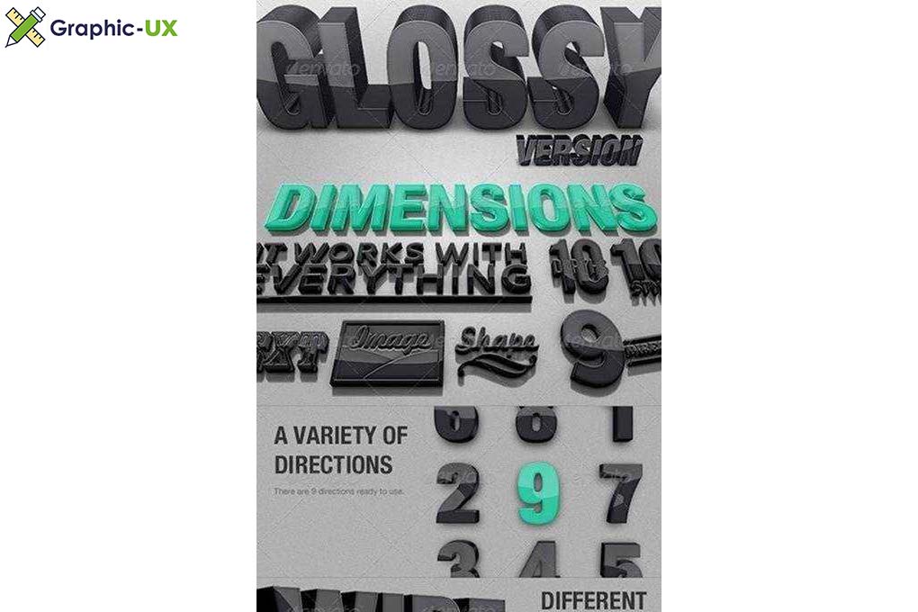 Dimensions Glossy Version 3D Generator Action