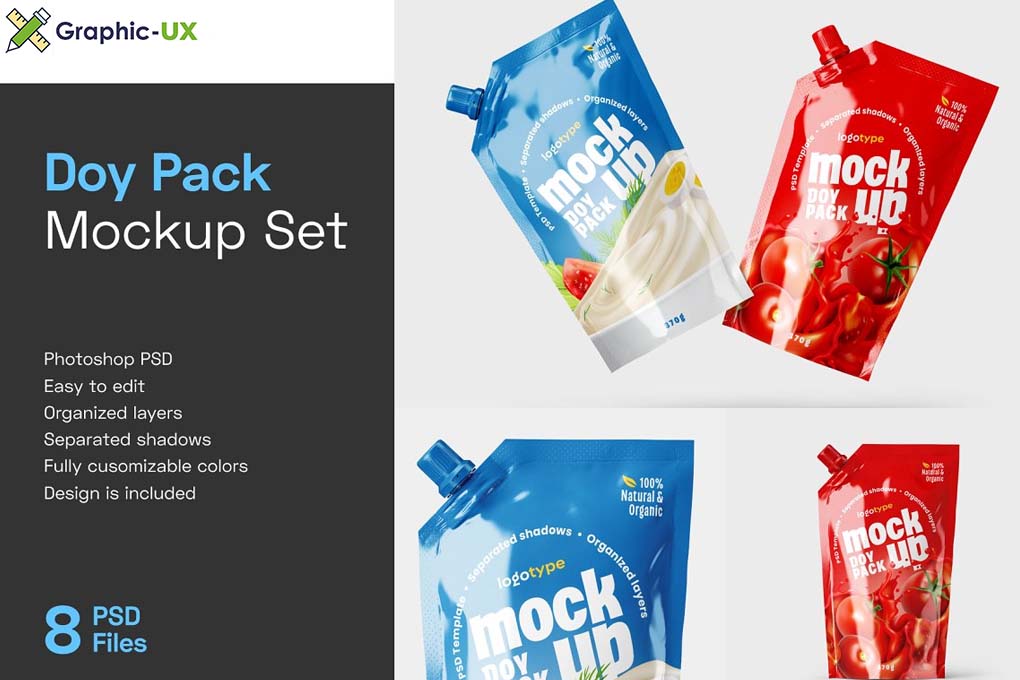 Doypack Packaging Mockup Set Pouch