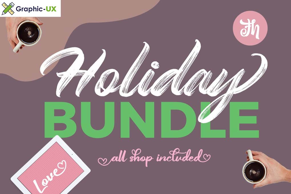 Holiday Bundle 69 Premium Fonts & 6 Premium Graphics