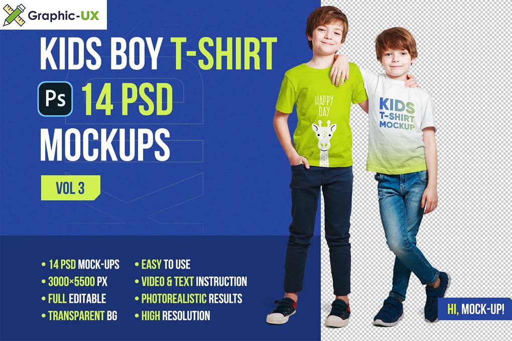 Kids Boy T-Shirt Mockups Vol3 