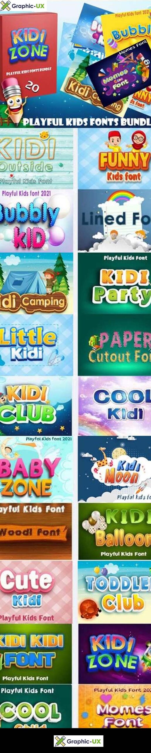 Kids Fonts Bundle - 20 Premium Fonts