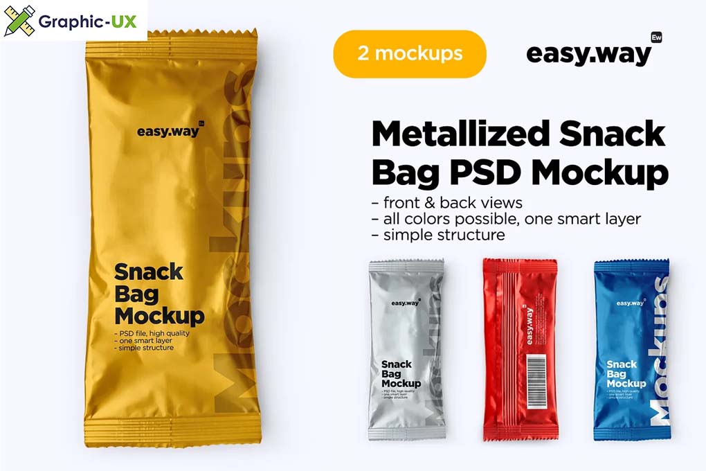 Metallized Snack Bag PSD Mockup