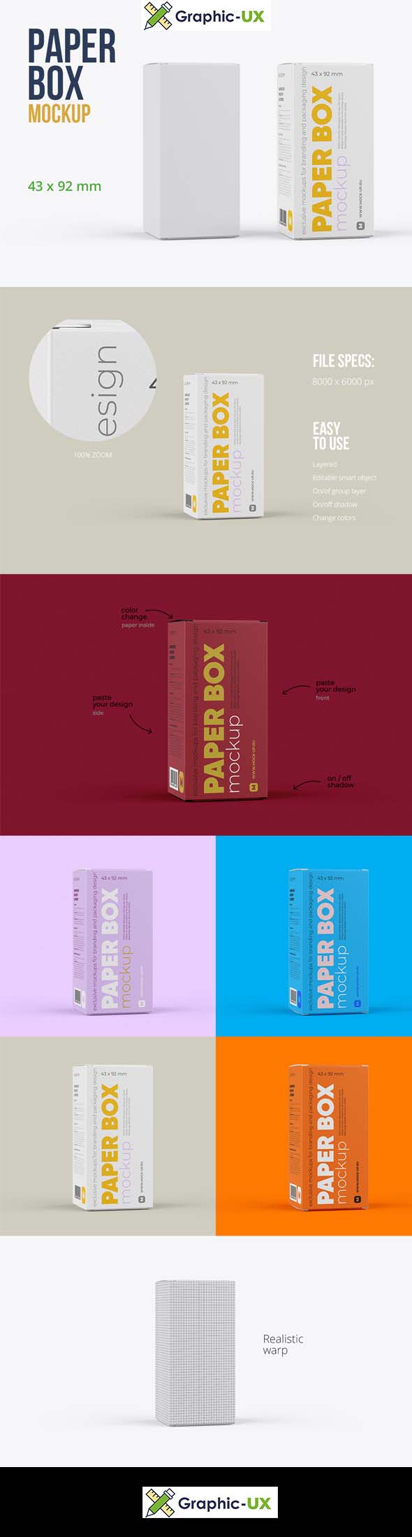Paper Box Mockup 43x92mm