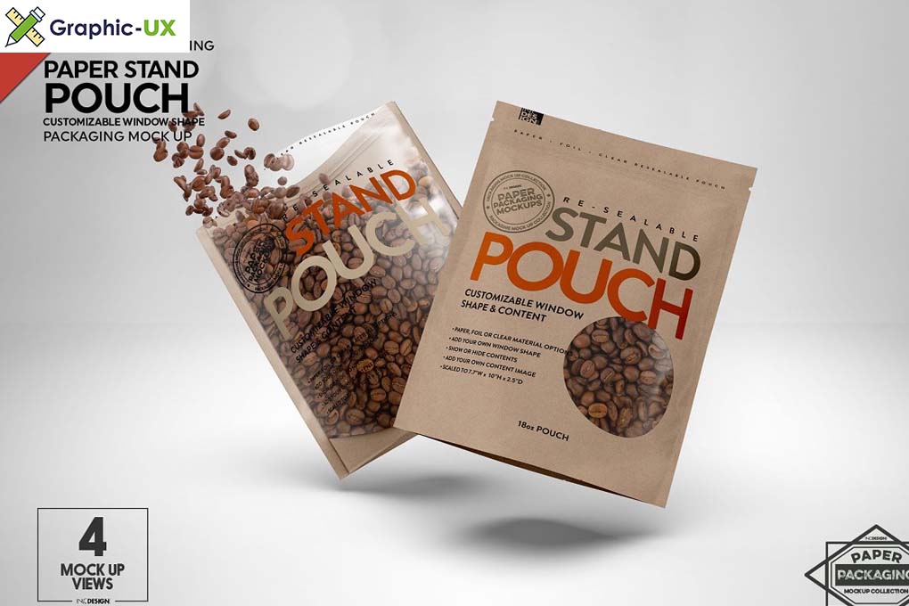 Paper Zip 18oz Pouch Packaging Mockup