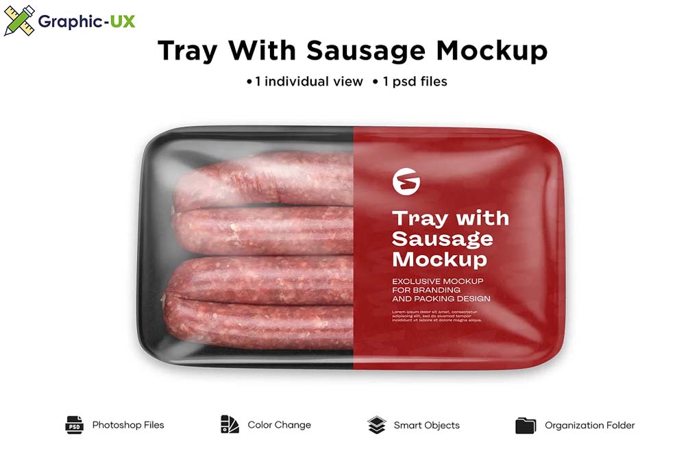 Plastic Tray With Sausage Mockup