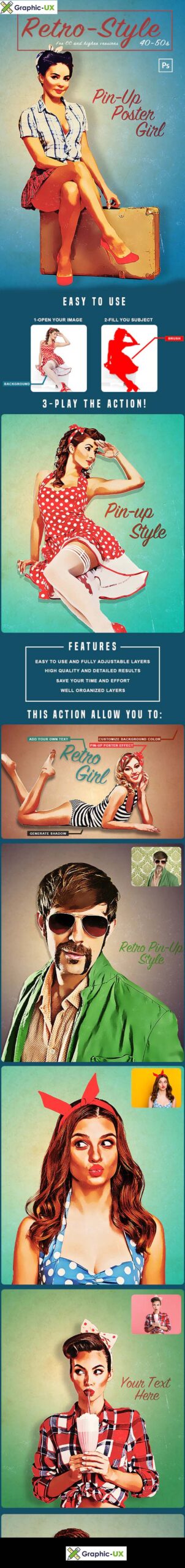 Retro Pin-up Poster Photoshop Action