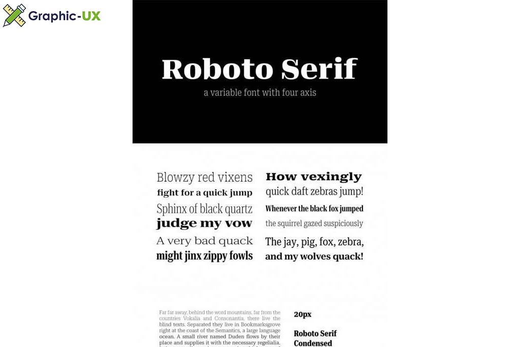Roboto Serif - A Variable Display Serif Font with Four Axis [2-Weights]