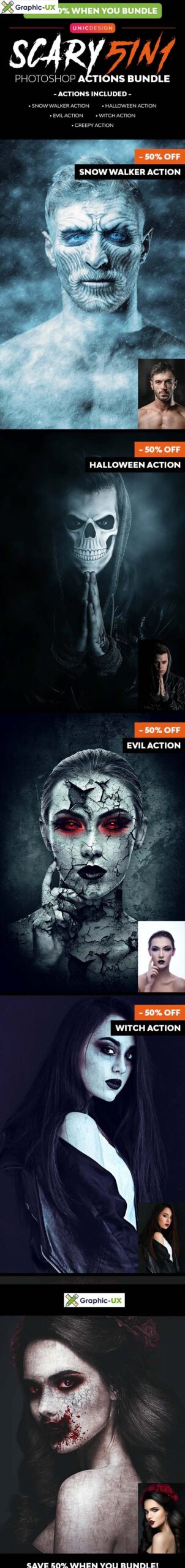 Scary Photoshop Actions 5in1 Bundle 