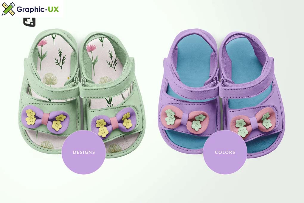 Topview Baby Sandals With Bow Mockup