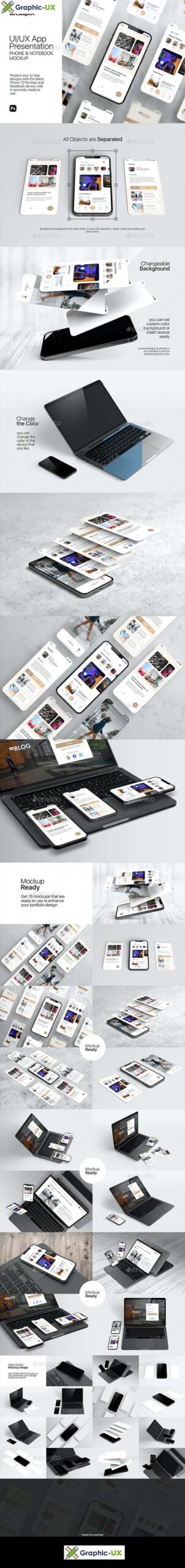 UIUX App Presentation Phone & Notebook Mockup