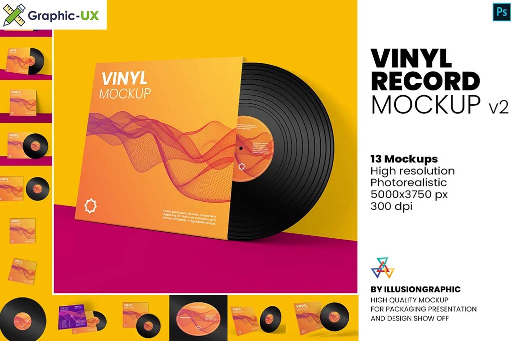 Vinyl Record Mockup V.2 - 13 Views