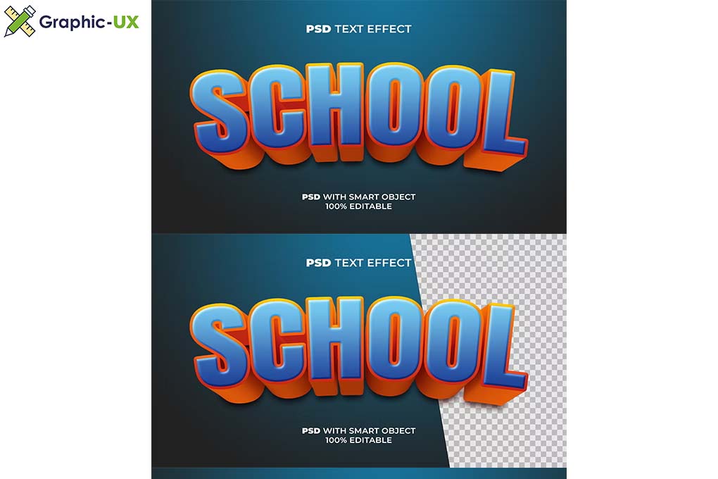 3D Text Effect School Style