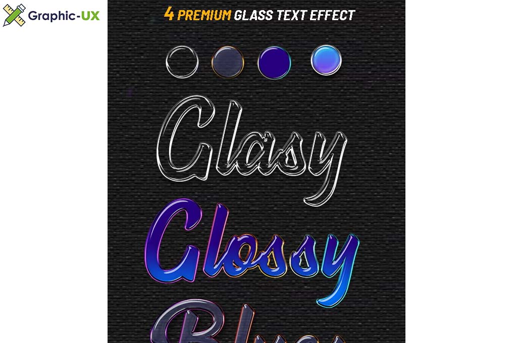 4 Editable Premium Glass Text Effect