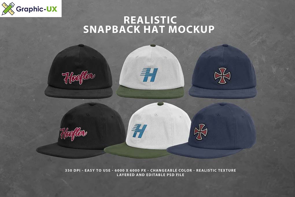 Realistic Snapback Hat Mockup