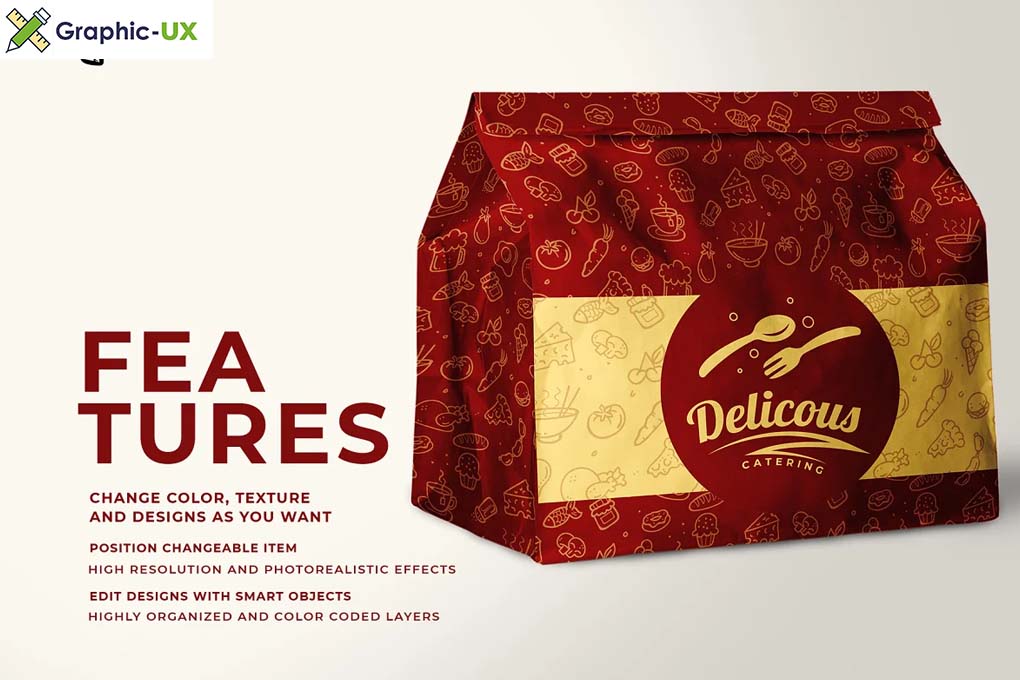 Takeout Paper Bag Packaging Mockup