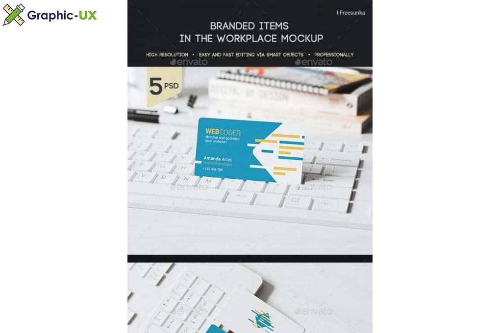 Branded Items In The Workplace Mockup